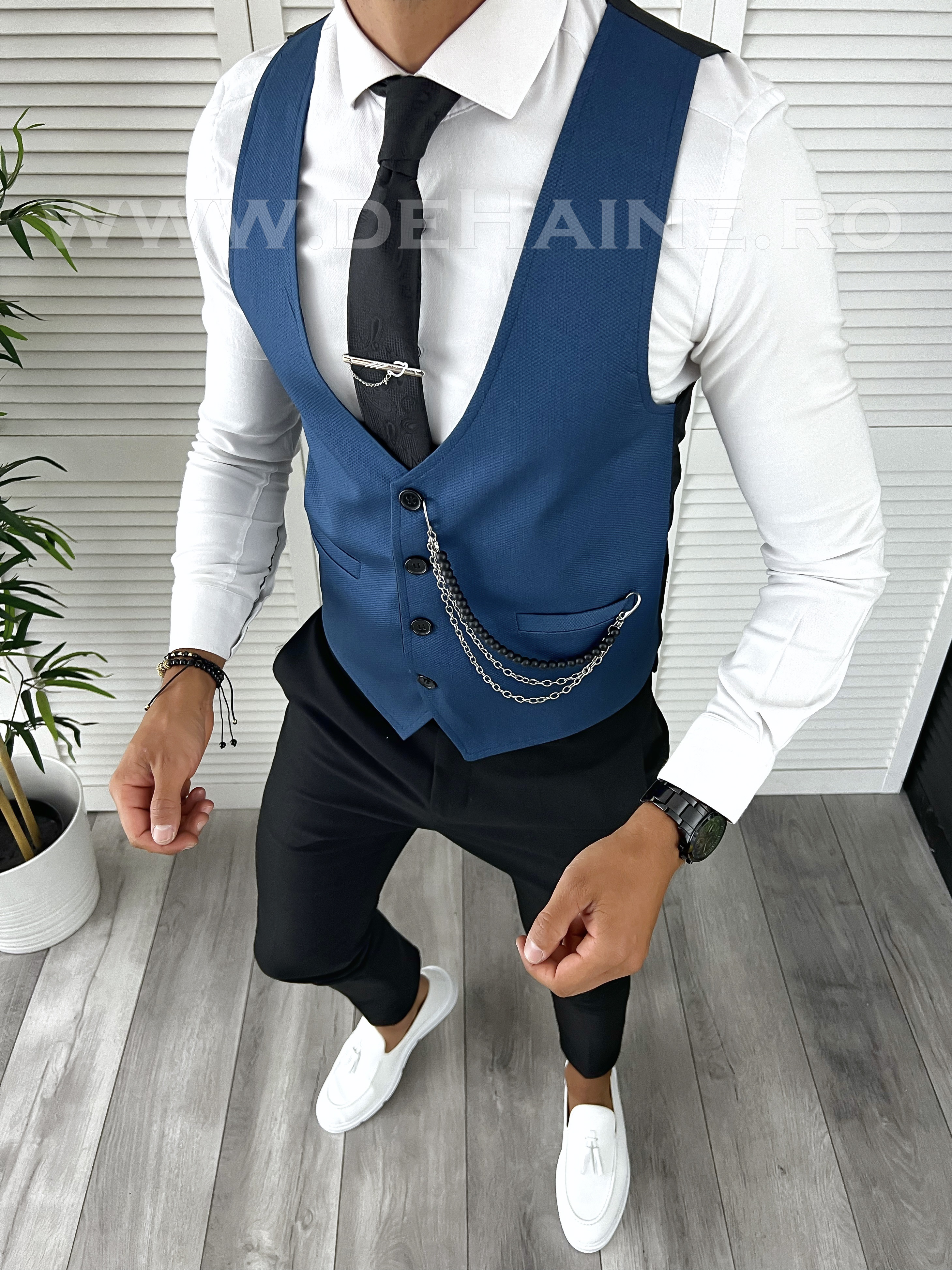 Vesta Barbati Eleganta Slim Fit Bleumarin