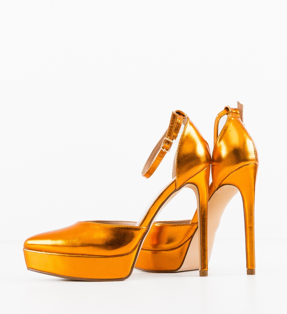 Pantofi Rada Portocalii cu Toc Eleganți - imagine 8