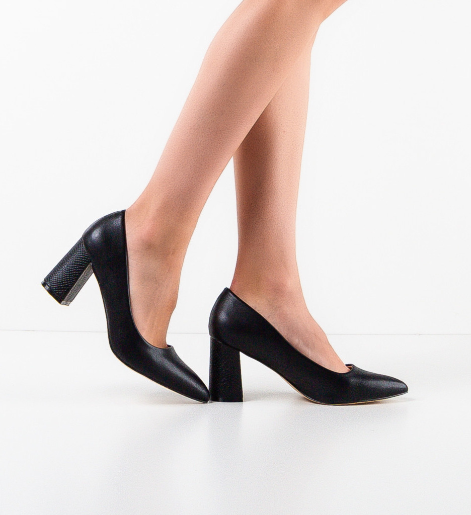 Pantofi Eleganti cu Toc Negri | Model Gemide - imagine 2