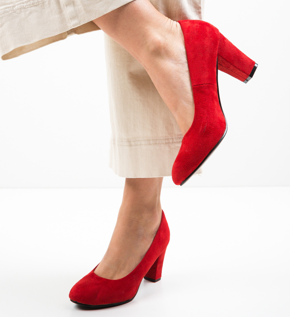 Pantofi Esoum Rosii cu Toc Eleganți - imagine 3
