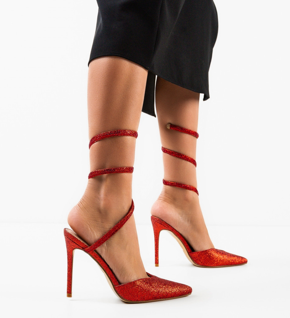 Pantofi Hallie Rosii cu Toc Eleganți - imagine 3