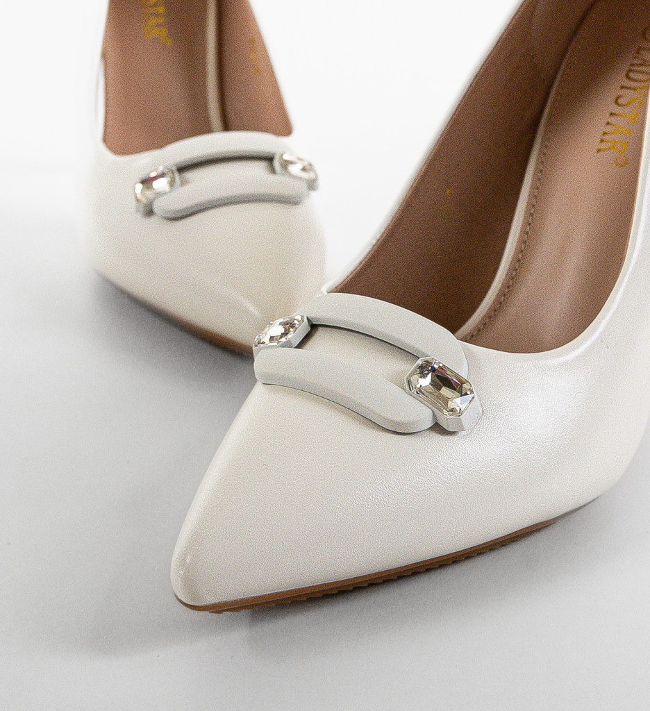 Pantofi Maliro Albi cu Toc - Eleganță Pură - imagine 5