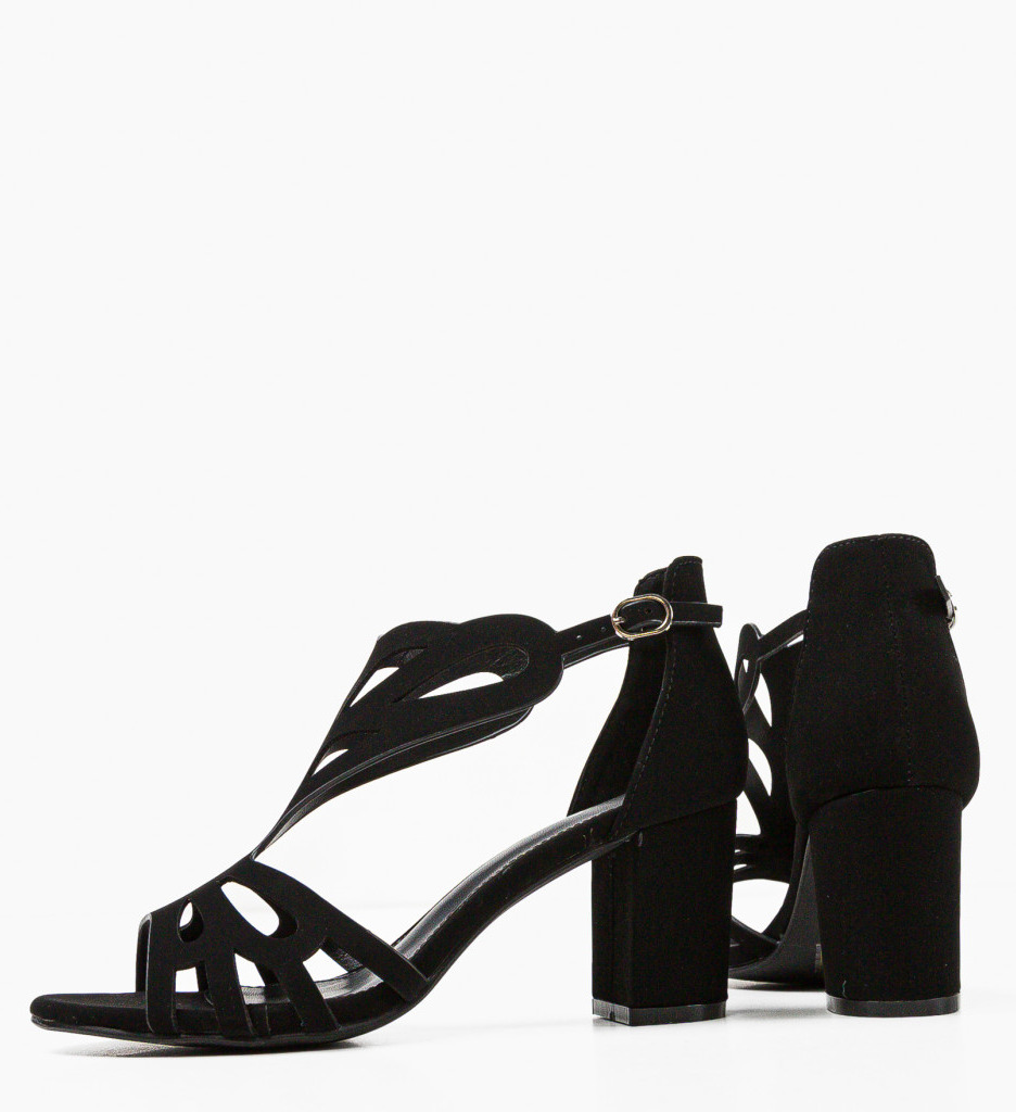 Sandale Bassam Negre Elegante cu Toc - imagine 6