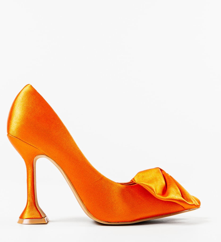 Pantofi Searle Portocalii cu Toc Eleganți - imagine 4