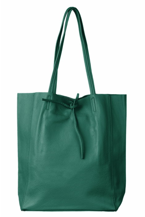Geanta Shopika Verde Smarald Piele Naturală