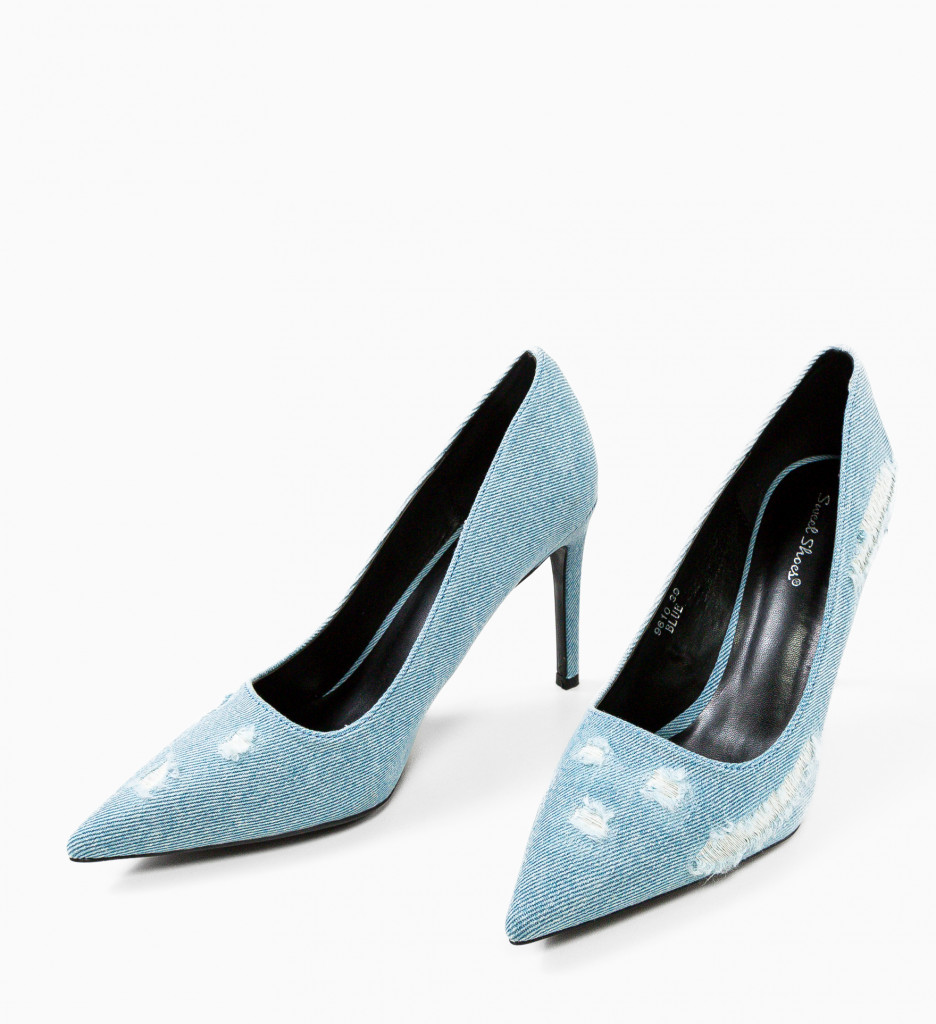 Pantofi dama Jord Albastri cu Toc Eleganți - imagine 5