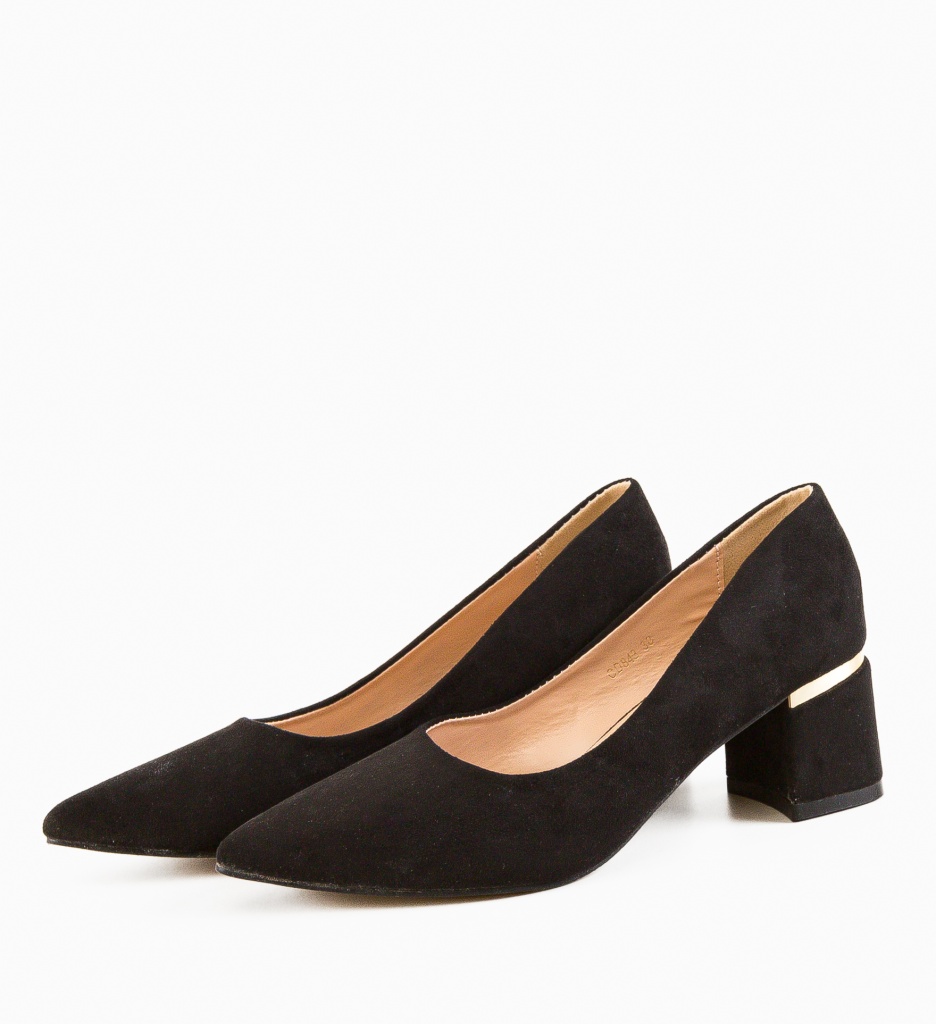 Pantofi Hazmelo Negri cu Toc Stilat - imagine 6