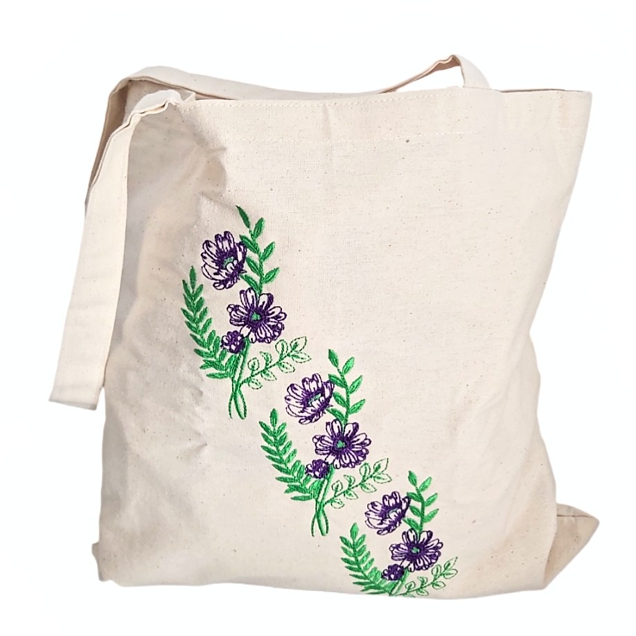 Traista de bumbac cu broderie model   margarete