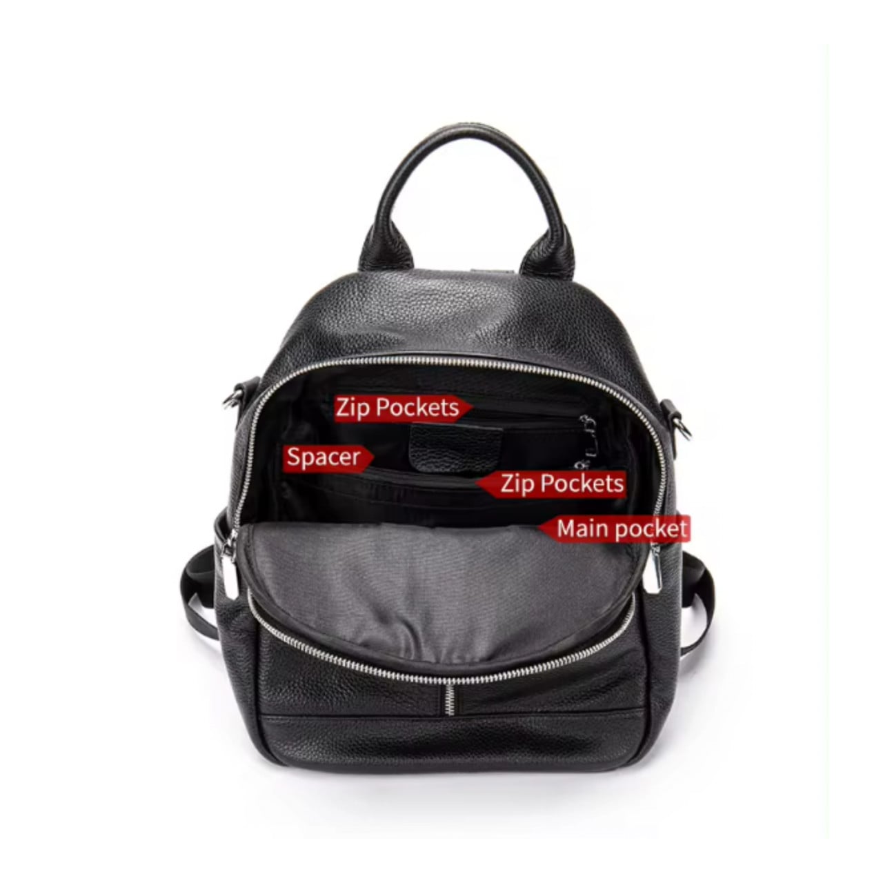 Rucsac Dama Delis Isadora Piele Naturala Negru - imagine 4