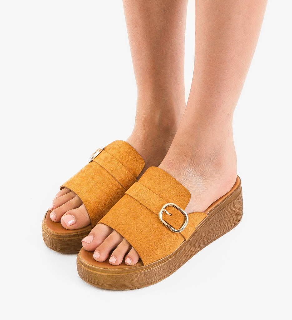 Papuci Dama Priya Camel - Confort și Eleganță - imagine 3