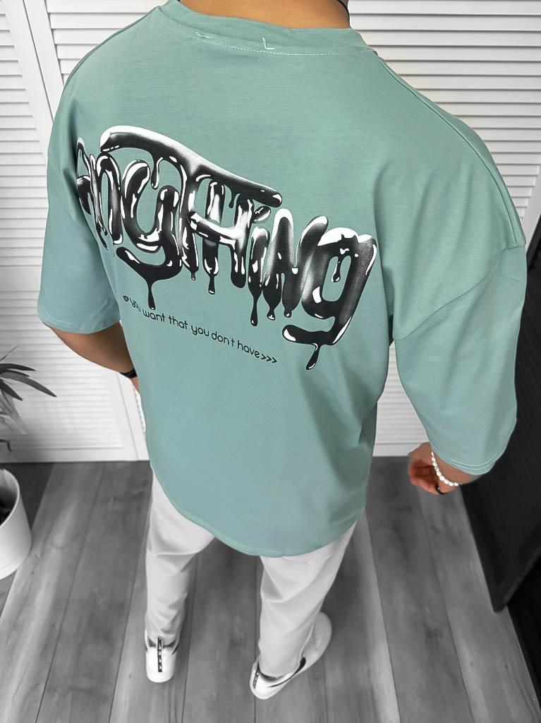 Tricou Barbati Vernil Oversize cu Imprimeu