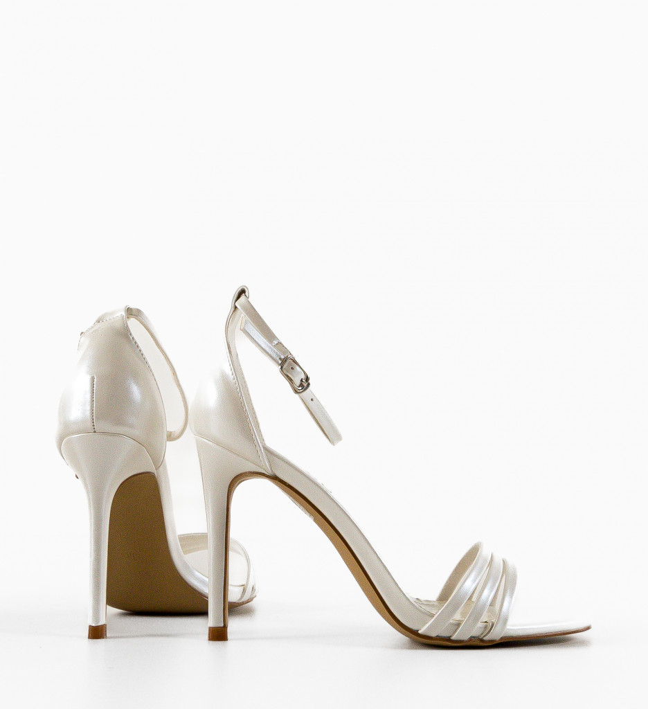 Sandale Dama Lajy Albe cu Toc Elegant - imagine 7