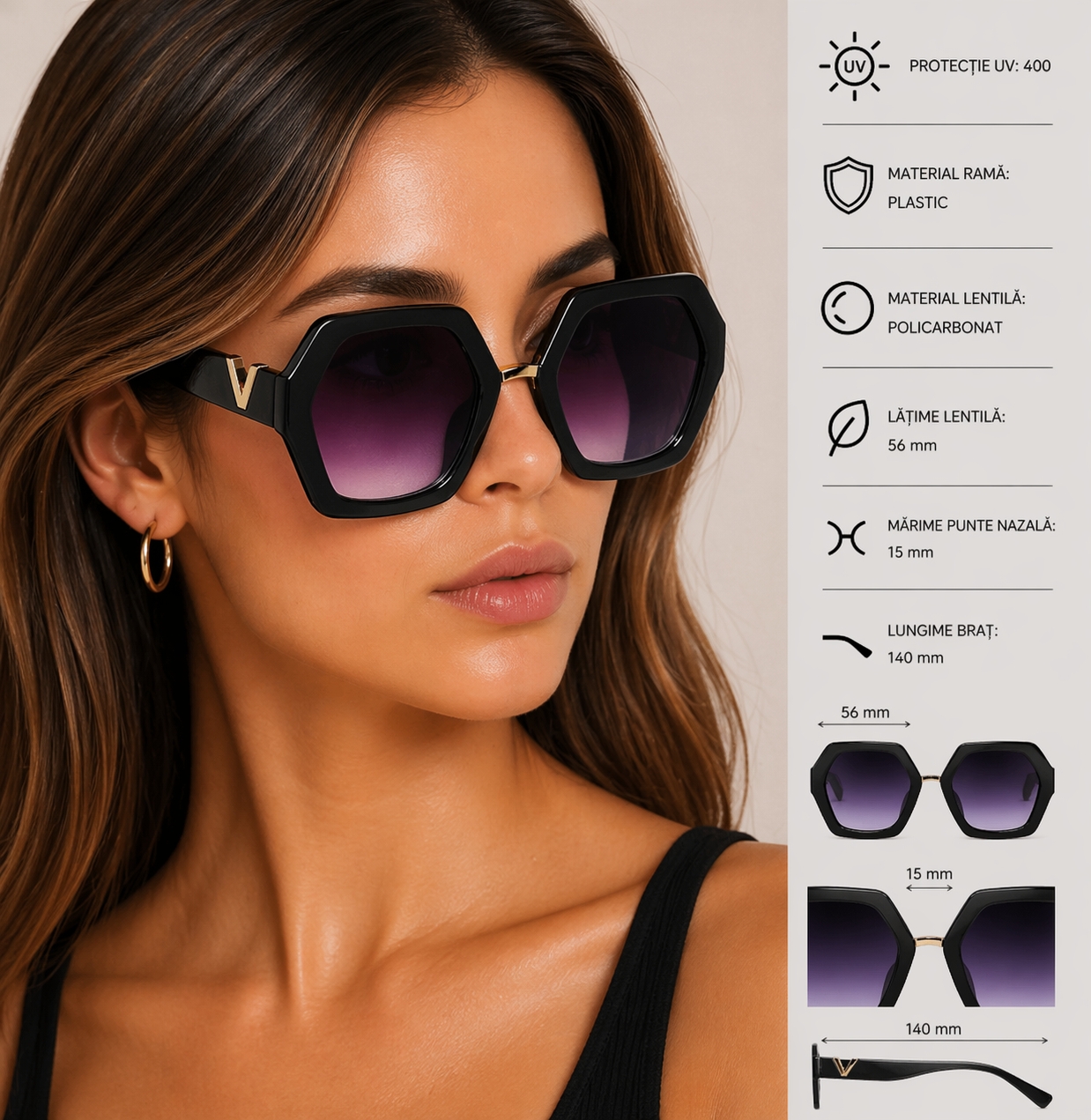 Ochelari Soare Picadili Femei | Protecție UV400 - imagine 4