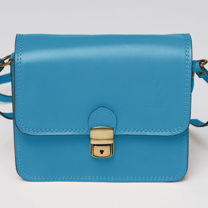 Geanta Crossbody Shopika Piele Naturală Albastră - imagine 2