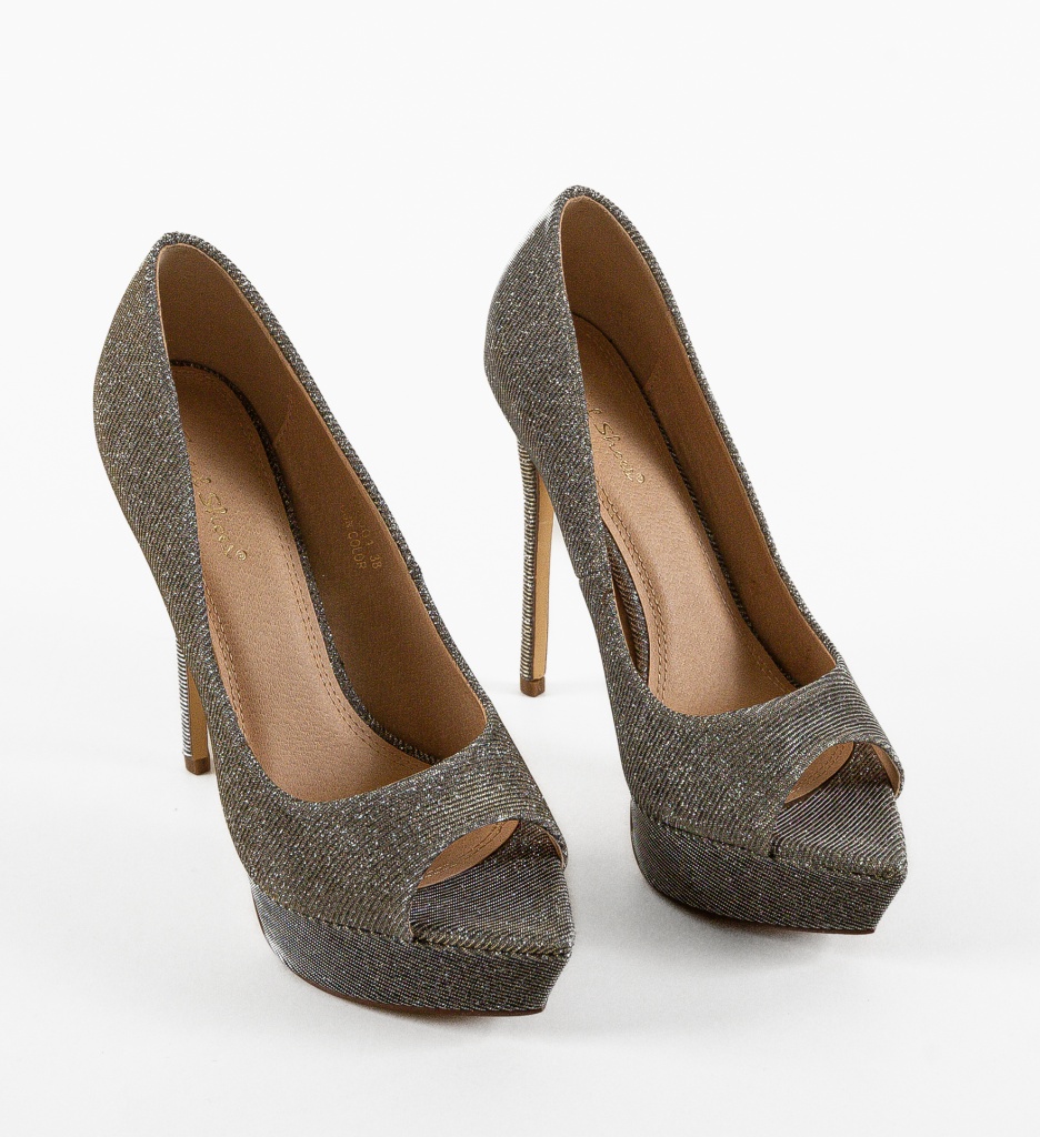 Pantofi dama Ferguson Gri cu Toc Elegant - imagine 7