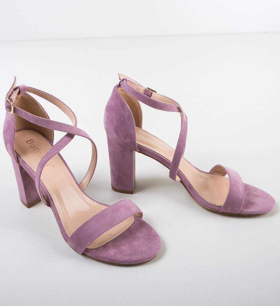 Sandale Tranta Mov Elegante cu Toc - imagine 6