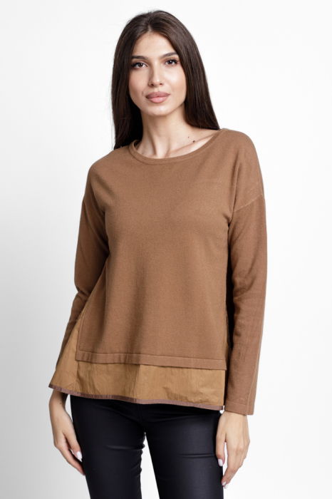 Pulover Angora U See Camel cu Broderie Laterală