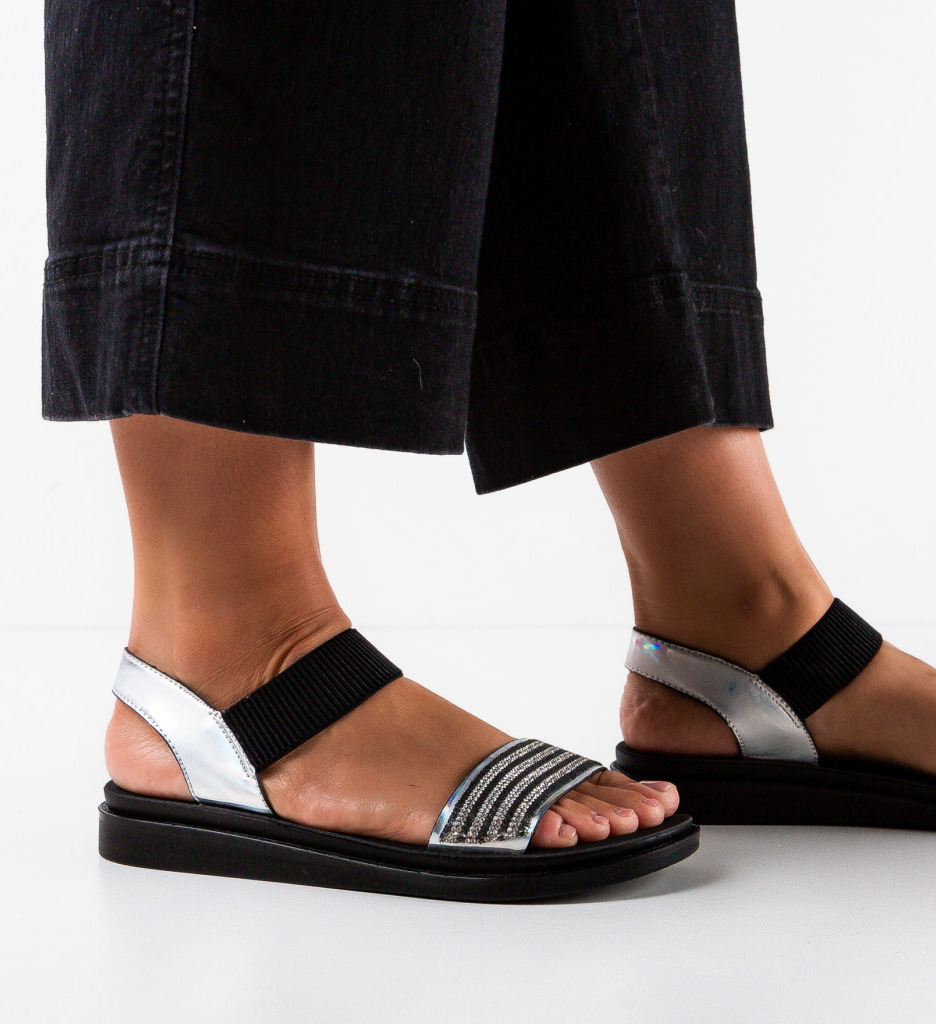Sandale Dama Argintii Elegante - Stil Noche - imagine 2