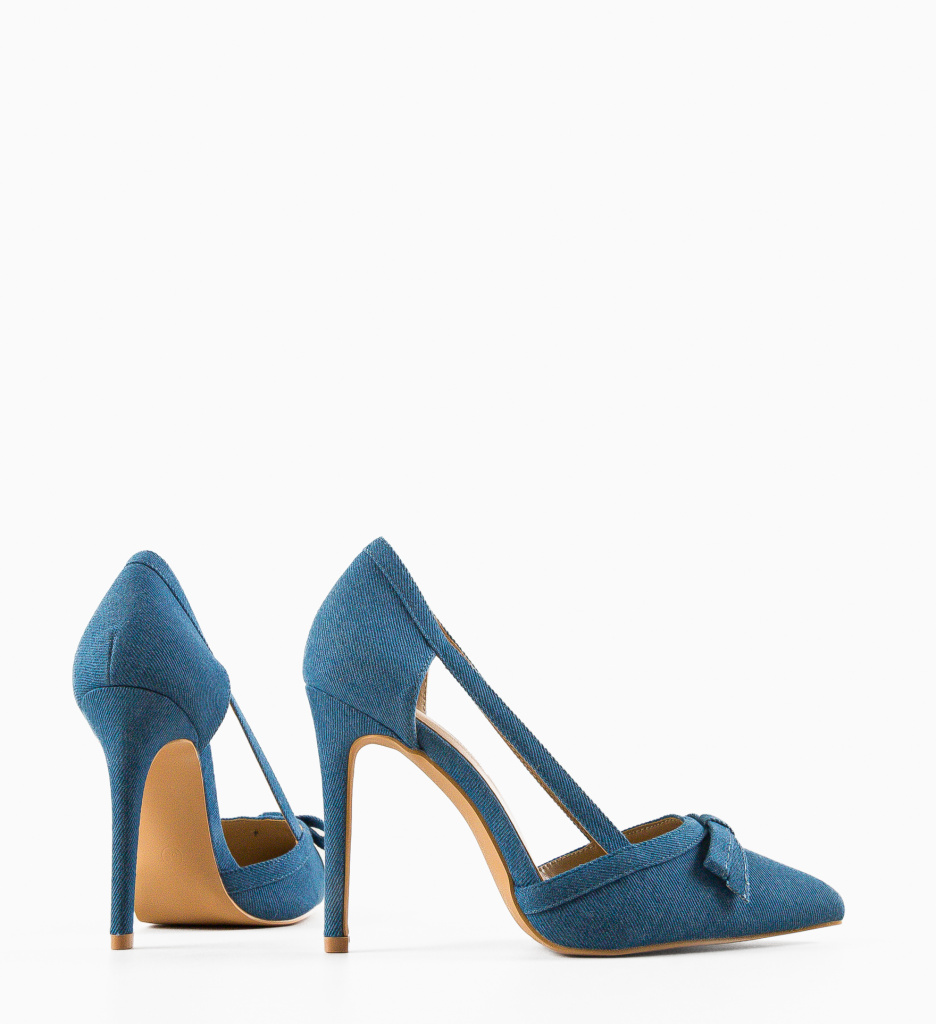 Pantofi Delshad Albastri Eleganți cu Toc - imagine 6