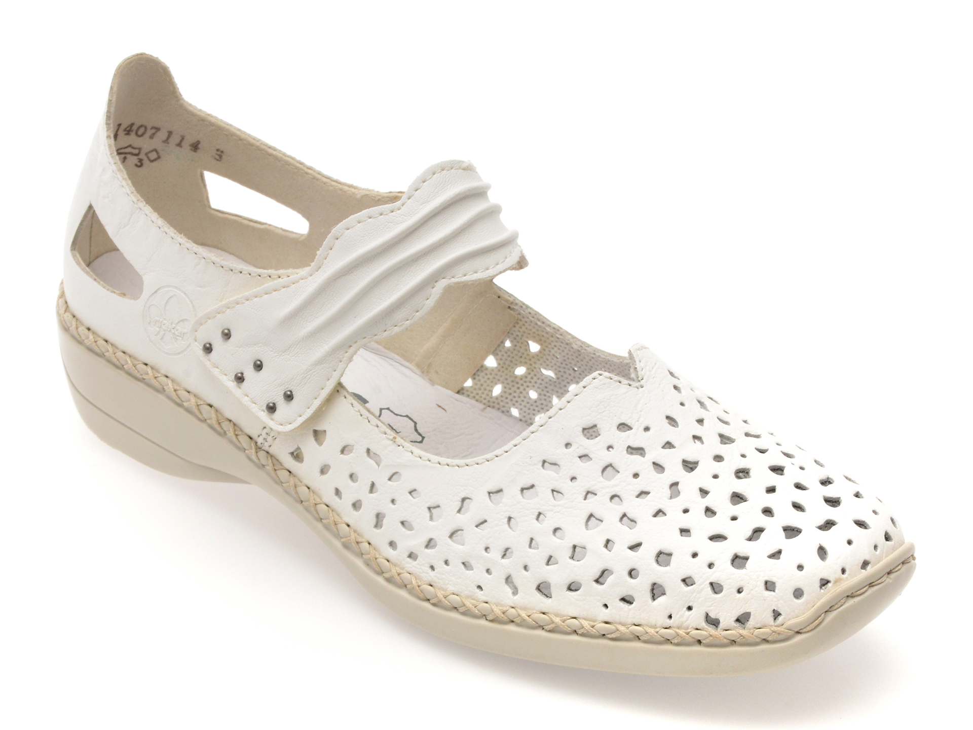 Pantofi Rieker Piele Naturală Albi | Confort
