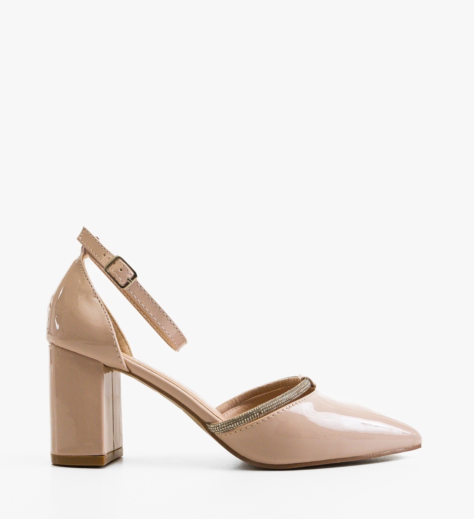 Pantofi Dama cu Toc Delores Beige Eleganți - imagine 6