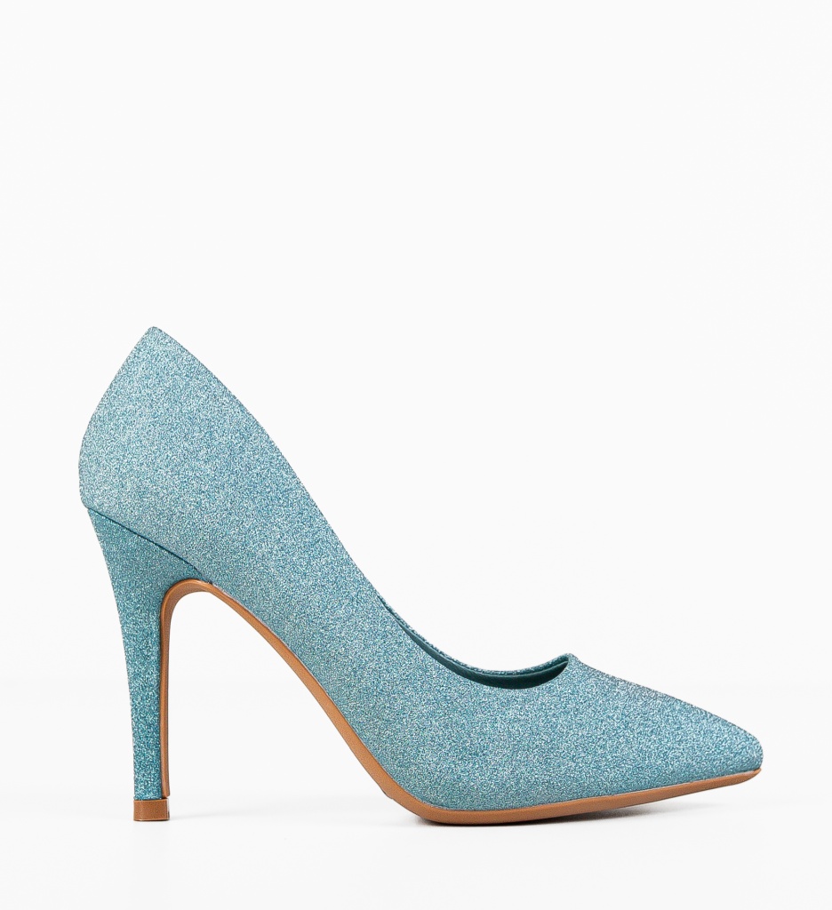 Pantofi Tenarus Albastri Eleganți cu Toc - imagine 2