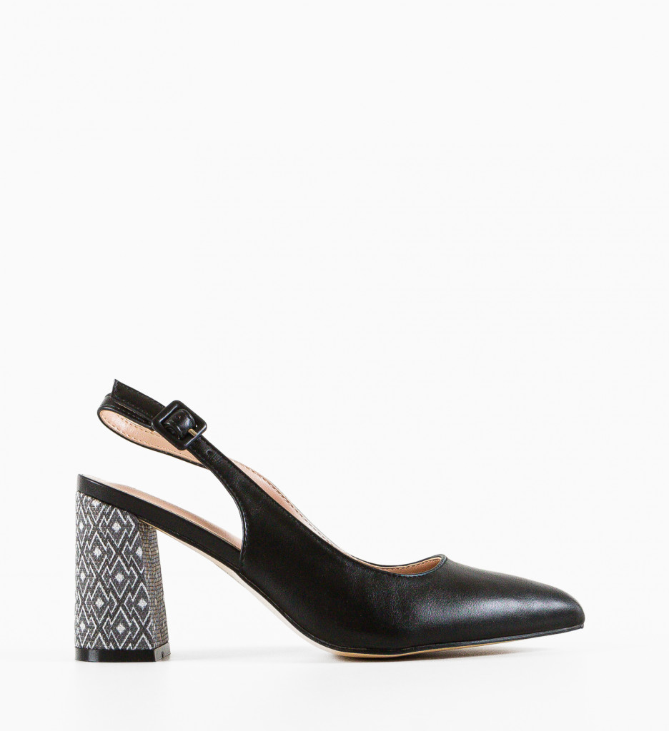 Pantofi Rafda Negri Eleganți cu Toc - imagine 4