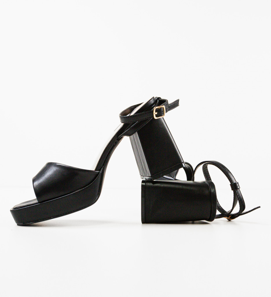 Sandale cu Toc Flaviana Negre | Eleganță și Stil - imagine 8