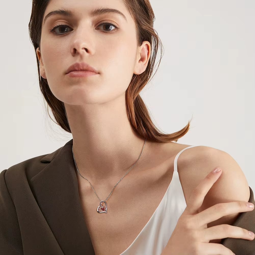 Lantisor Argint "Mom" Delis cu Granat - imagine 2