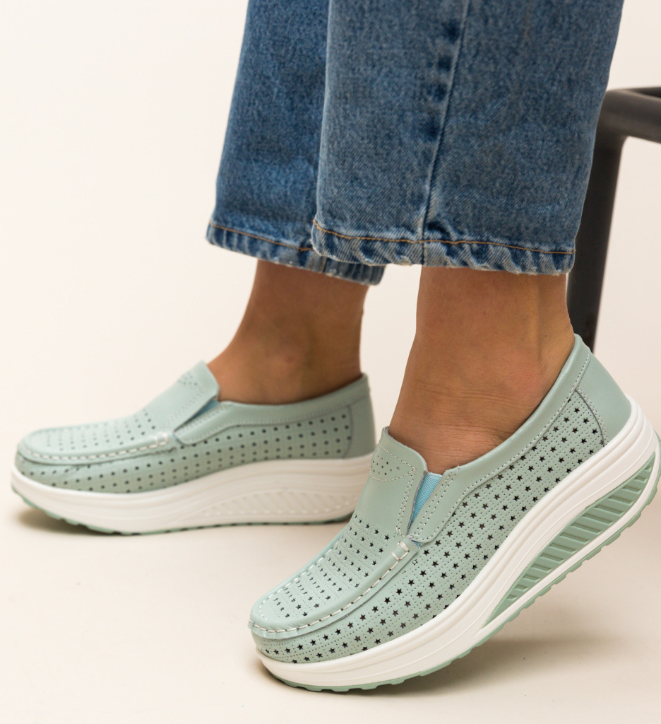 Pantofi Casual Bicaz Turcoaz - Confort & Stil - imagine 3