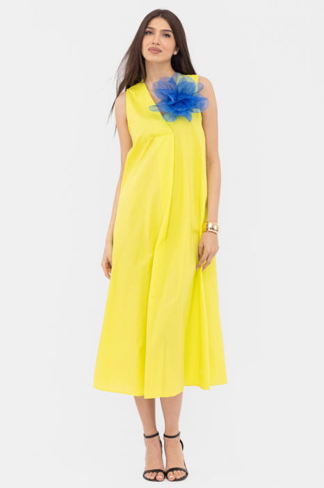 Rochie A-line Bumbac Verde Lime | Shopika