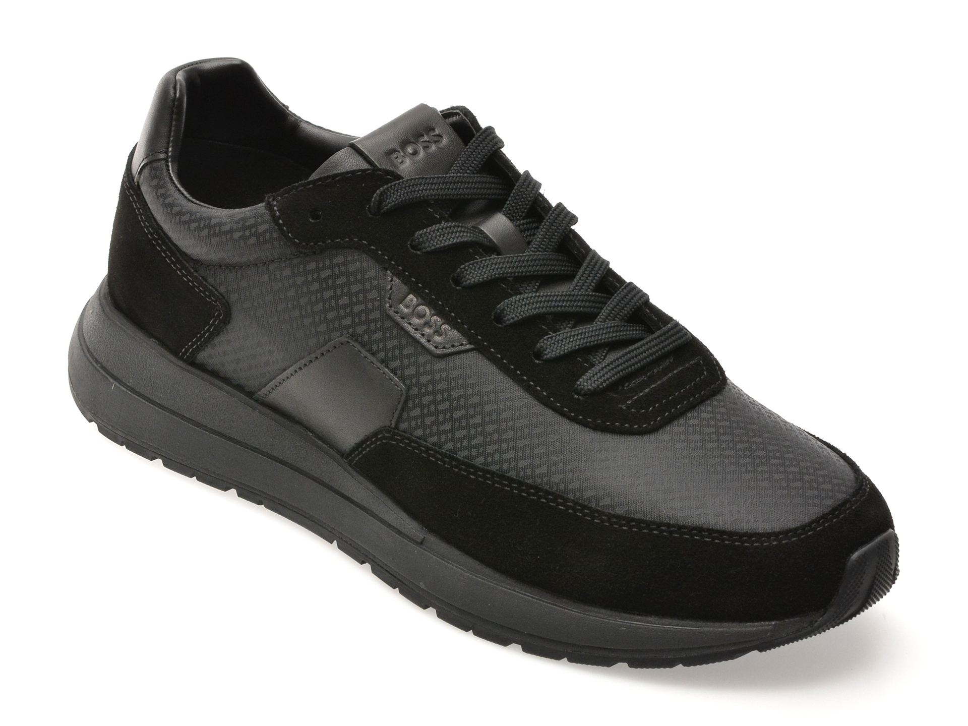Pantofi Sport BOSS Negri Piele Naturală și Textil