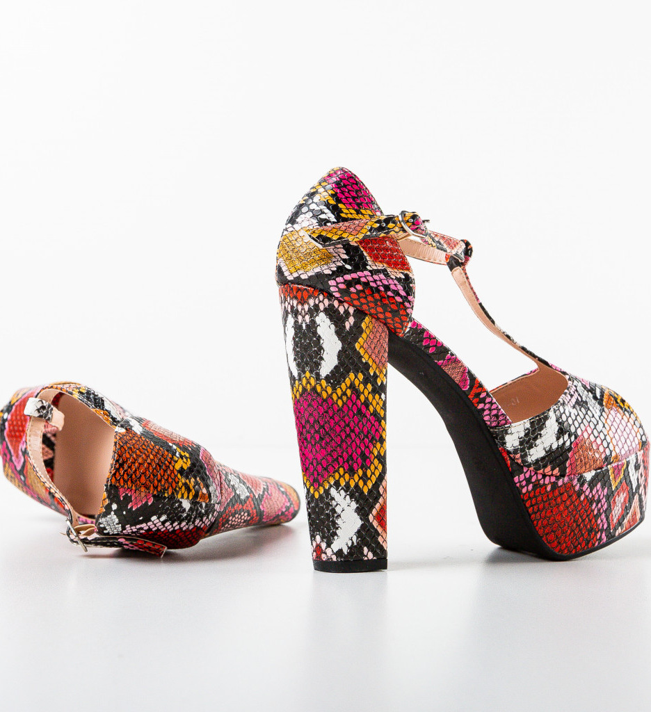Sandale Dama Decker Rosii cu Toc Elegante - imagine 5