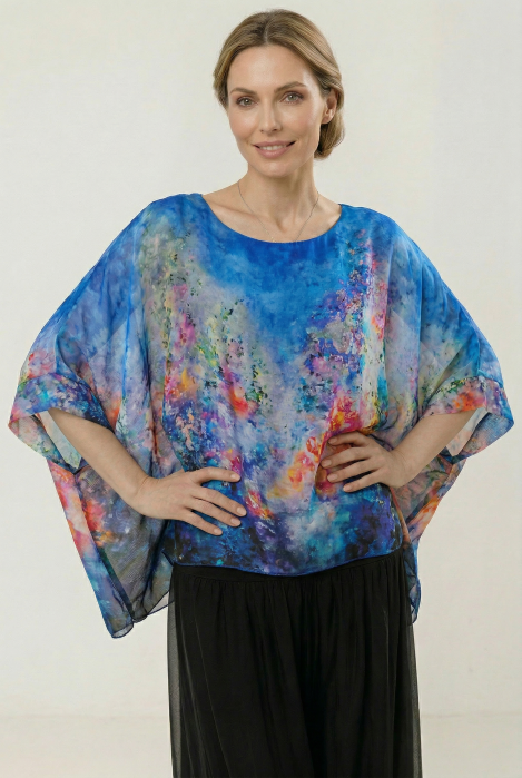 Bluză Poncho Mătase Shopika | Design Oversized