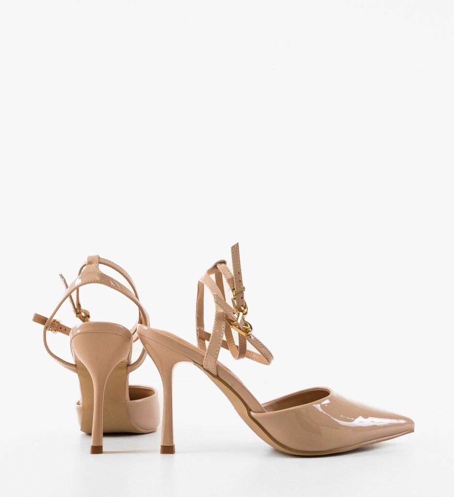 Pantofi Sureha Nude cu toc elegant - imagine 2