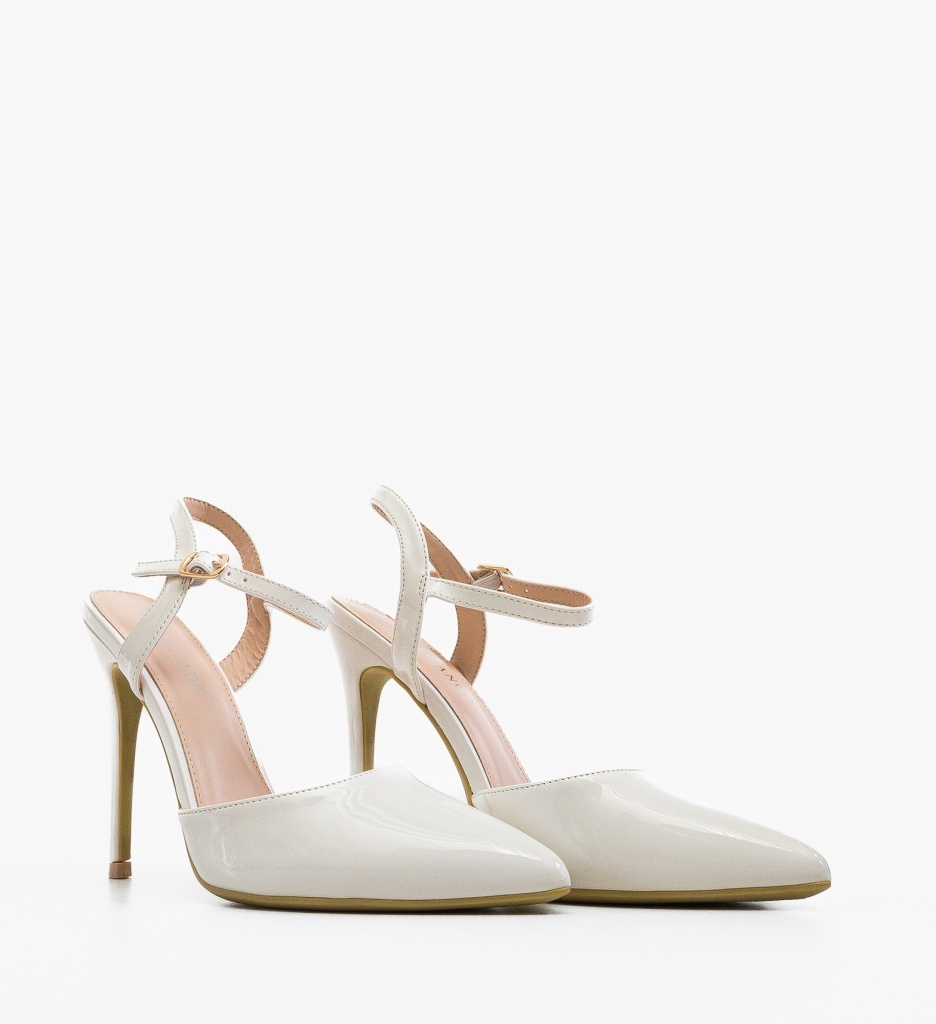 Pantofi Stiletto Dama Albi Eleganți - imagine 4