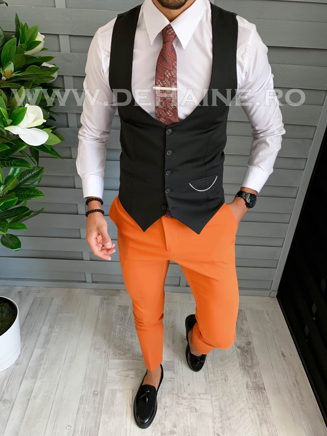 Compleu Barbati Elegant Vesta + Pantaloni Slim Fit