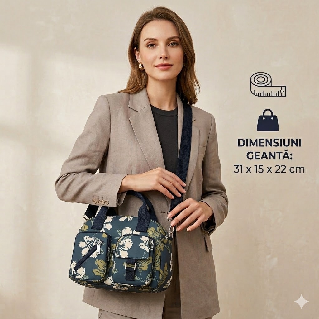 Geanta Dama Gri Delis Parisa GT3009, Impermeabila - imagine 2