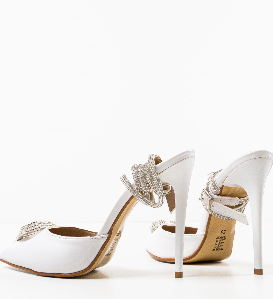 Pantofi cu Toc Albi Tabaga - Stil Feminin - imagine 7