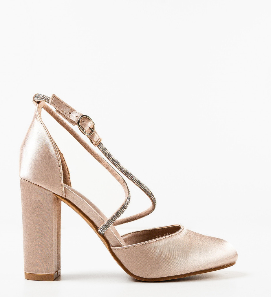 Pantofi Semnak Bej Eleganți cu Toc - imagine 5