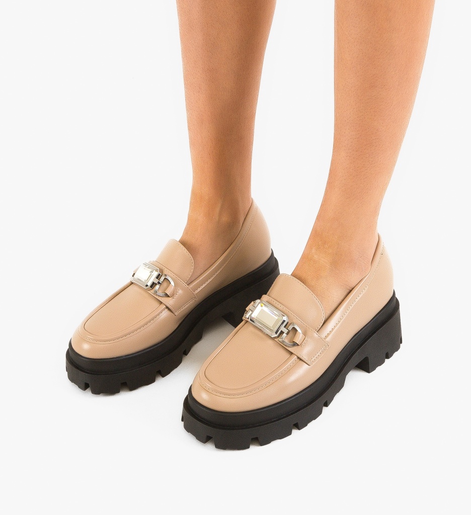 Pantofi Casual Dama Kajus Khaki - Confort Stil - imagine 3