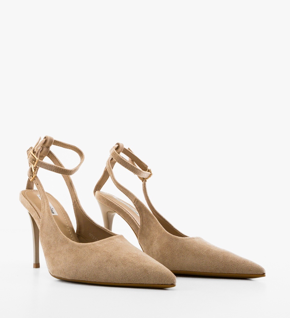 Pantofi dama Fermin Khaki Eleganți - imagine 3