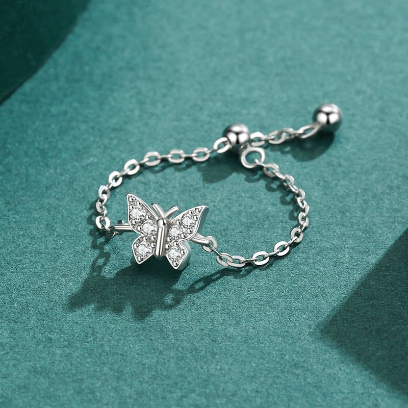 Inel fluture argint Delis - reglabil, elegant - imagine 3