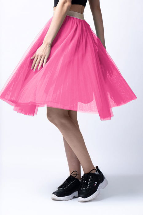Fusta Tulle Plisat Roz Shopika | Eleganță Feminină
