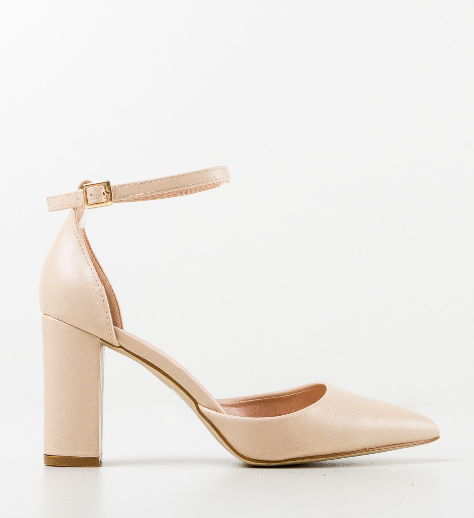 Pantofi Swarte Bej cu Toc Eleganți - imagine 5