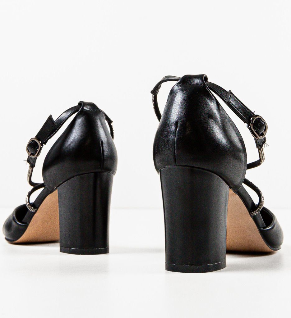 Pantofi dama Ochen negri eleganți cu toc - imagine 8