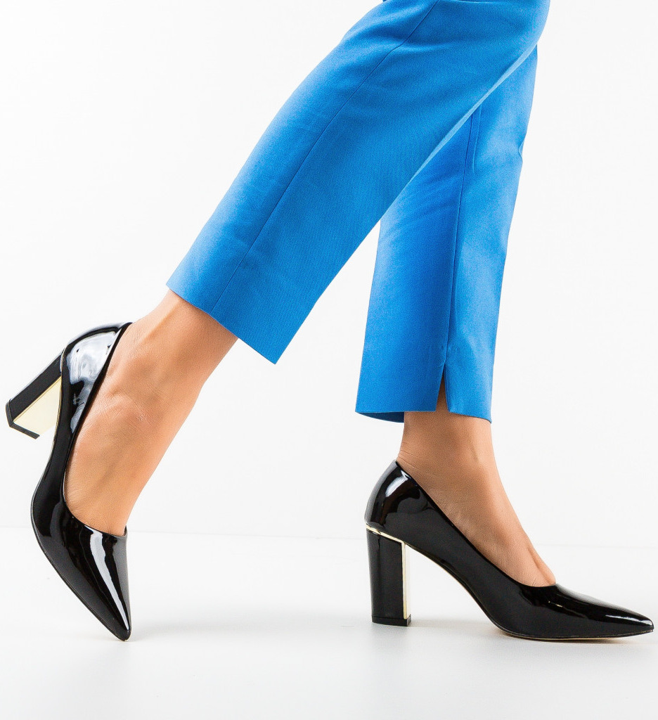 Pantofi Rigby Negri cu Toc Eleganți - imagine 3