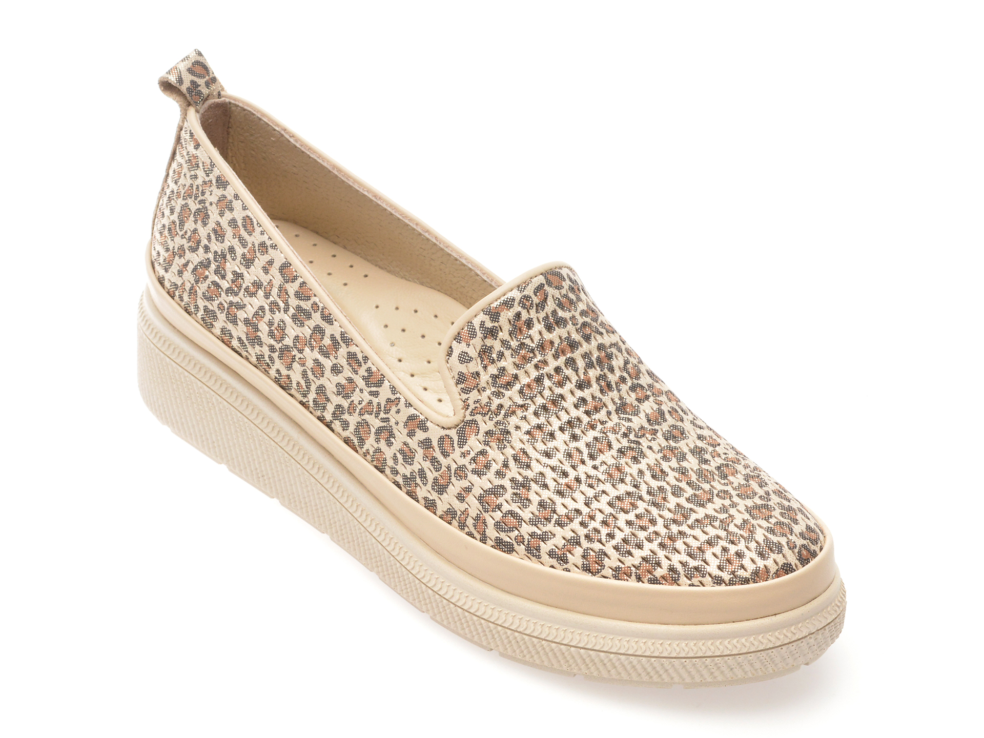 Mocasini IMAGE bej piele naturală