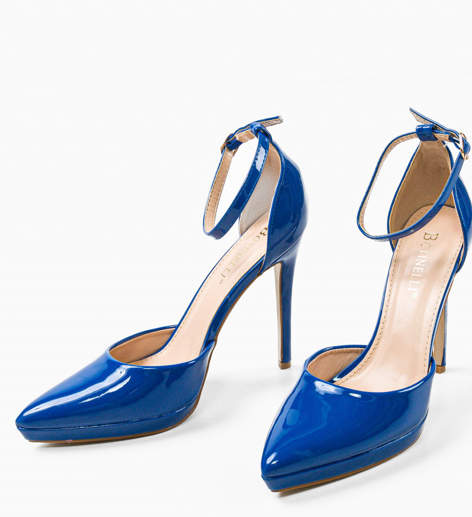 Pantofi cu Toc Fernanda Bleumarin Eleganți - imagine 5