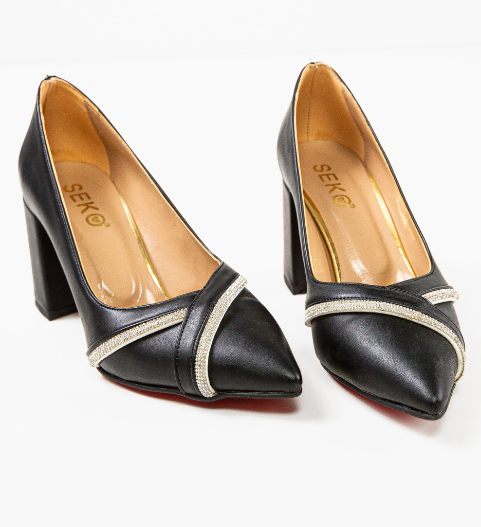 Pantofi Dama Crysta Negri cu Toc Eleganți - imagine 6